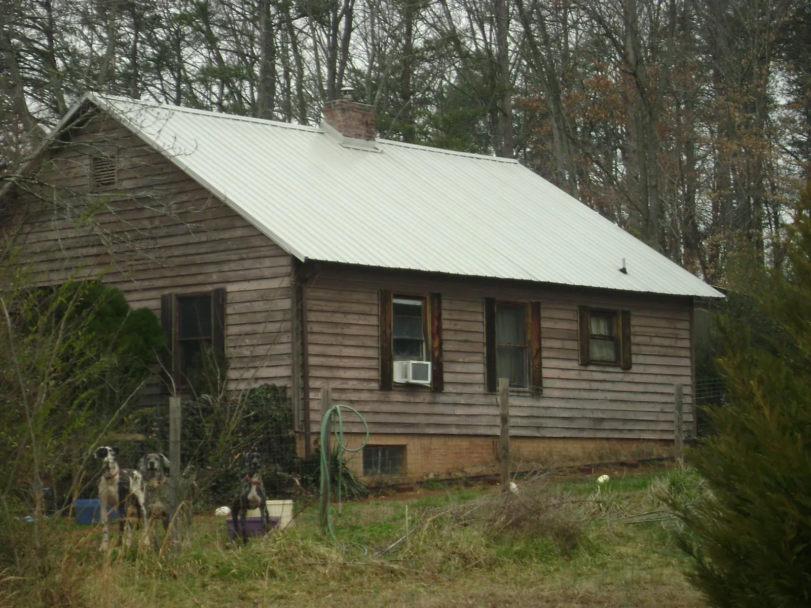 White metal roof on an old wood sided farmhouse, from a Asphalt Shingle Roof Repair job in Sunbury